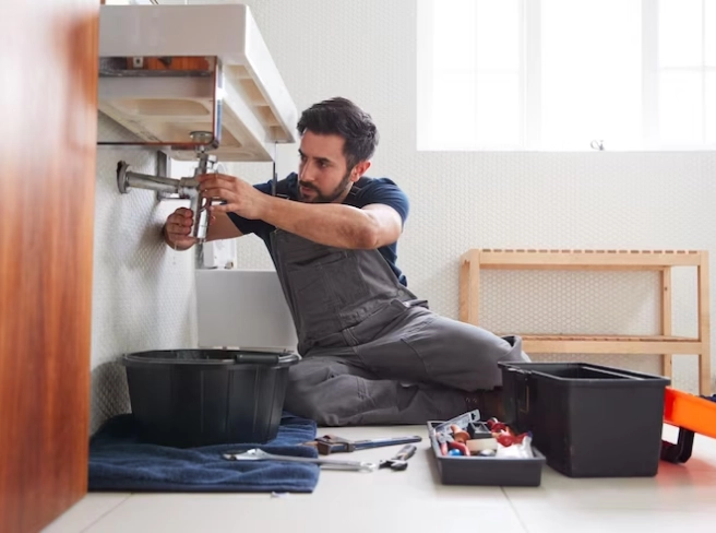 Skilled handyman repairing electrical wiring in a Dubai residence